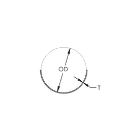 Querschnittsdiagramm mit Außendurchmesser (OD) und Dicke (T)