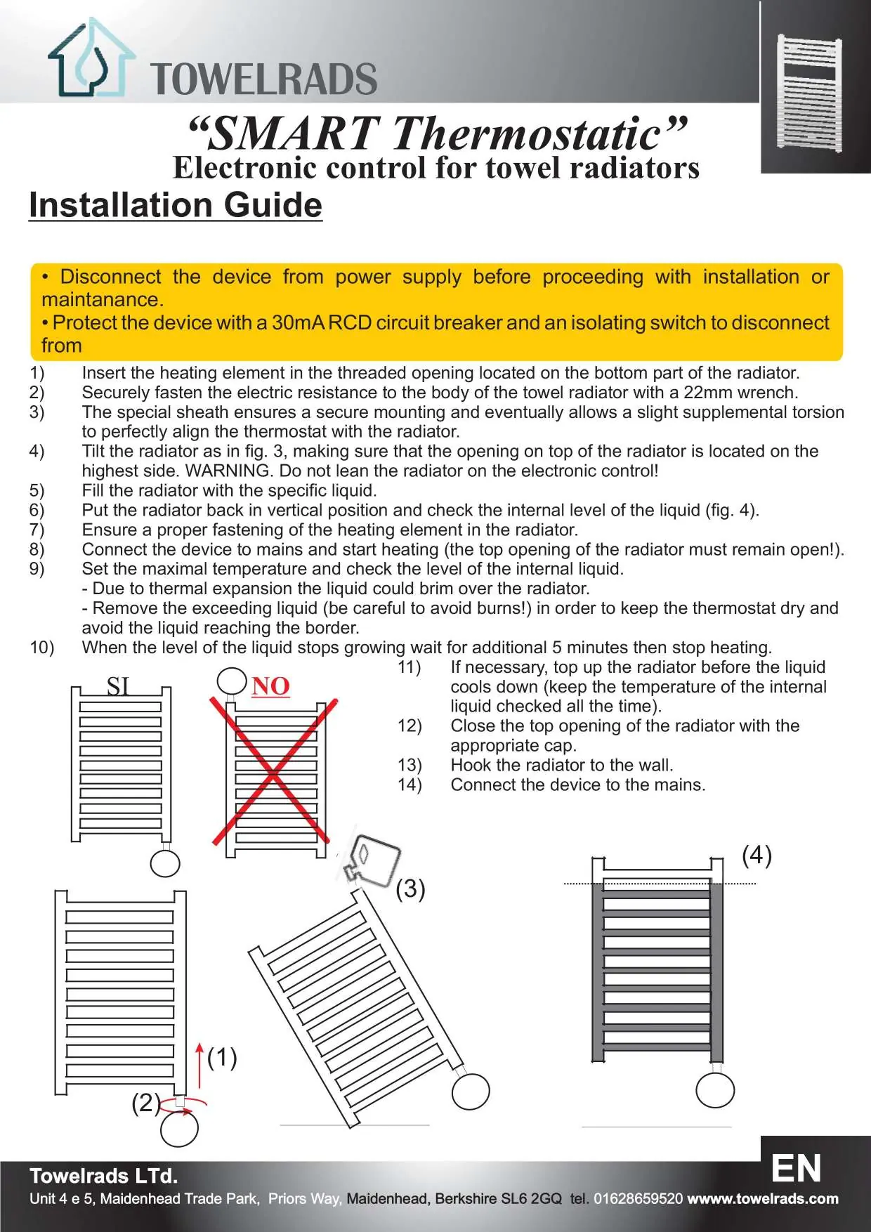 Installationsschritte für das Heizelement