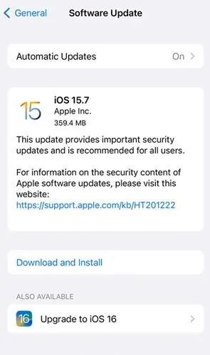 Software-Update-Bildschirm
