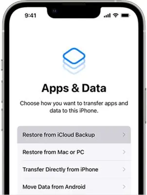 Apps & Daten Bildschirm