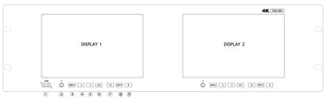 Frontansicht des Monitors mit Tastenbelegung