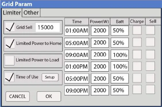 Battery Setup Charge Tab