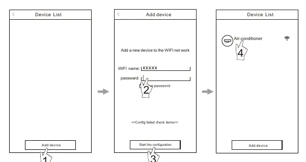 Schritte zur Konfiguration des Geräts in der App