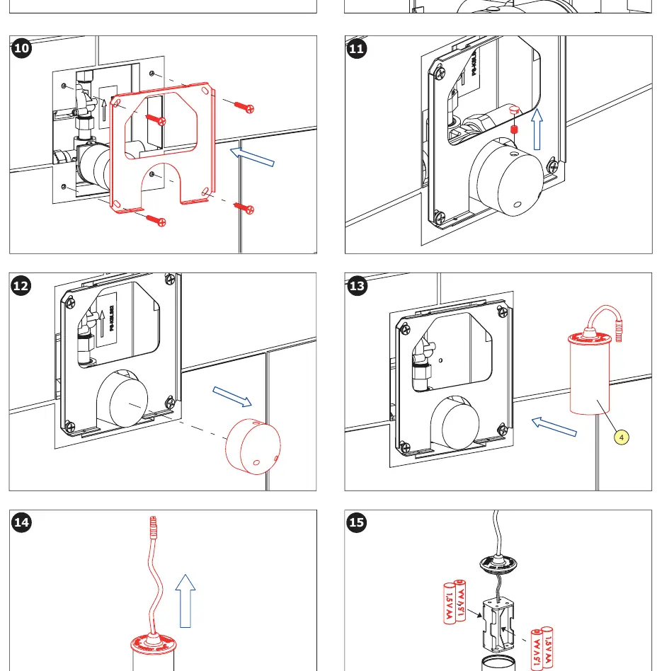 Installationsschritte 9-15: Montage der Elektronik und Batterien