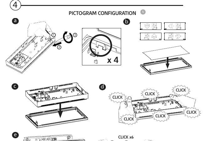 Piktogramm-Konfiguration und Gehäusemontage.