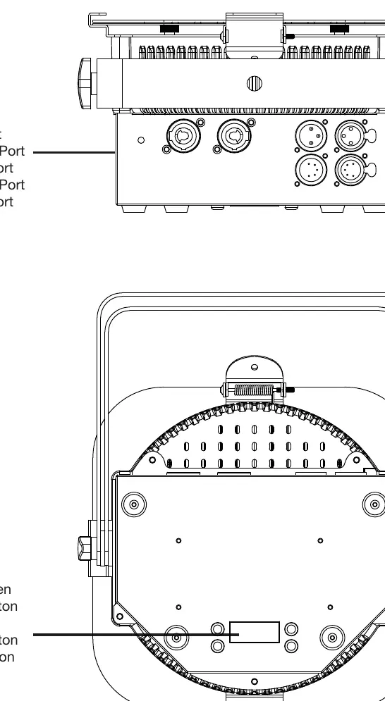 Layout der Anschlüsse und Bedienelemente