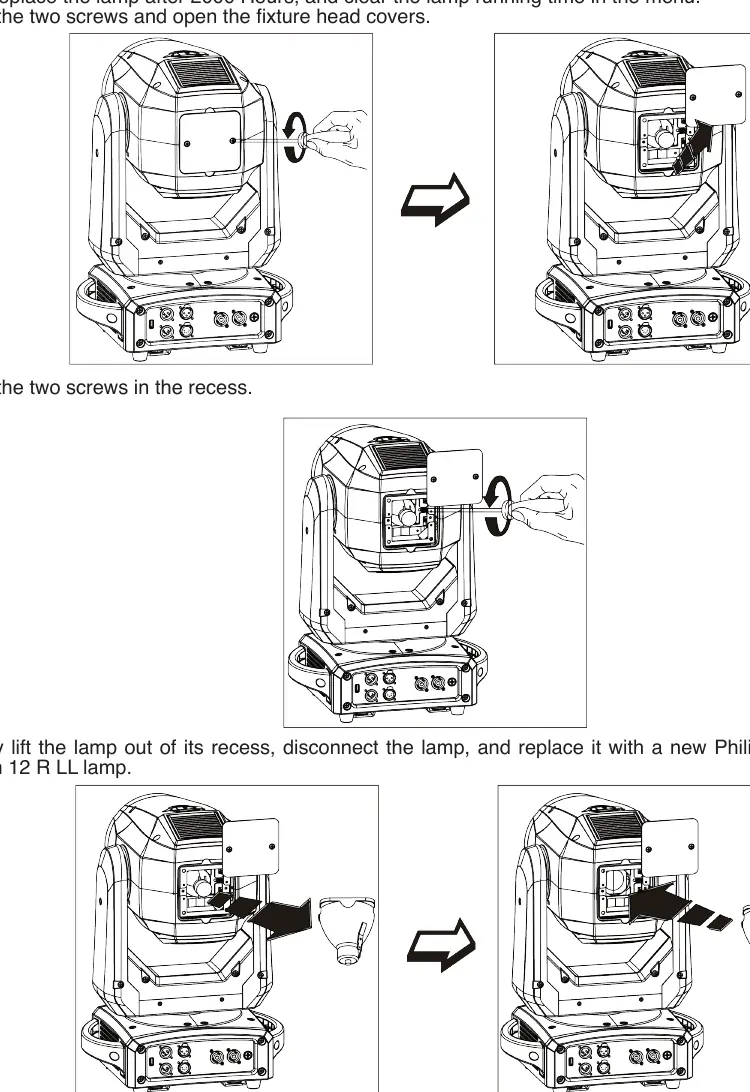 Schritte zum Austausch der Lampe