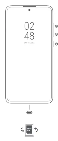 Diagramm des Xiaomi 12T mit Tastenbelegung und SIM-Karten-Slot.
