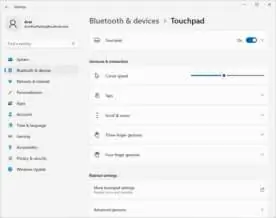 Touchpad-Einstellungen in Windows