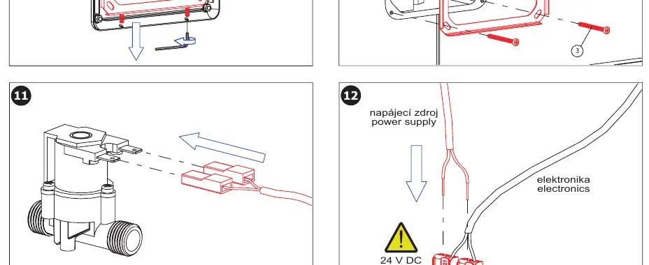 Schaltplan für den elektrischen Anschluss der Elektronik und Stromversorgung.