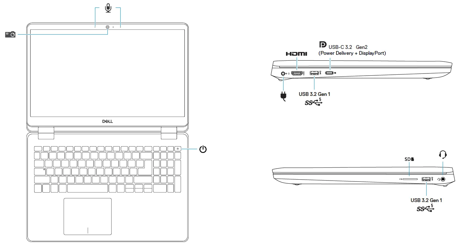 Übersicht der Anschlüsse und Layout des Laptops