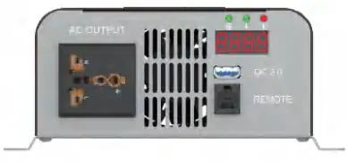 Frontpanel mit Anschlüssen und Anzeige
