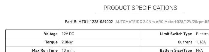Technische Spezifikationen des Motors