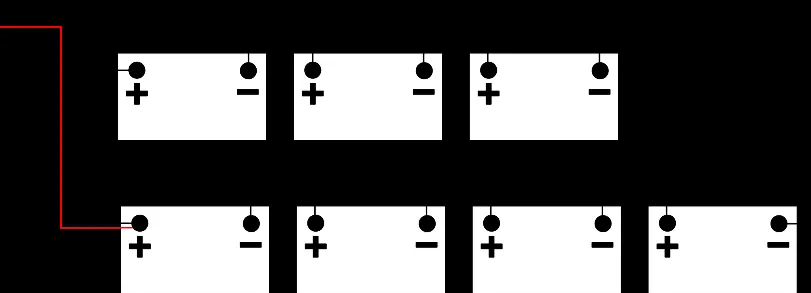 48V-Konfiguration mit 8 Batterien (4 in Reihe, 2 parallel)