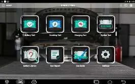 App-Startbildschirm mit Testoptionen