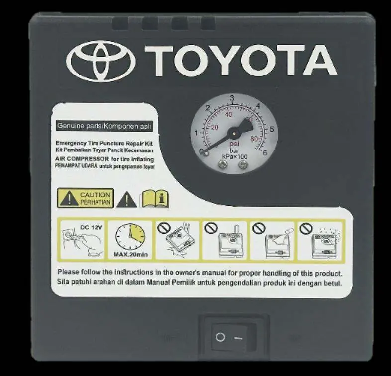 Toyota 12V Luftkompressor Vorderansicht