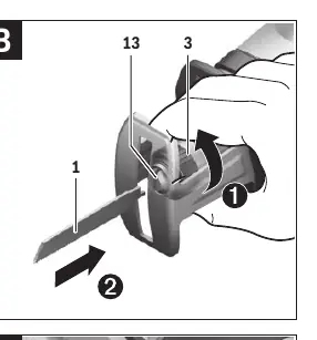 Sägeblatt einsetzen (Bild B)