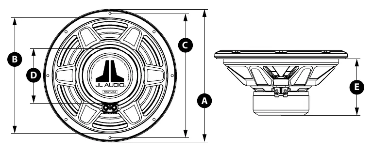 Physische Abmessungen des Subwoofers