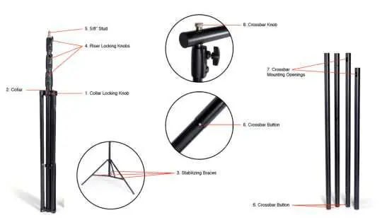 Teileübersicht des ProMaster Heavy Duty Background Support Systems