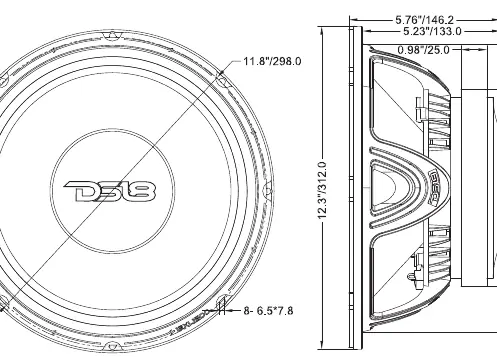 Einbaumaße des DS18 12XL1500-8