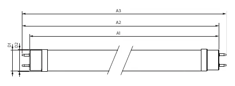 Maßzeichnung der LED-Röhre