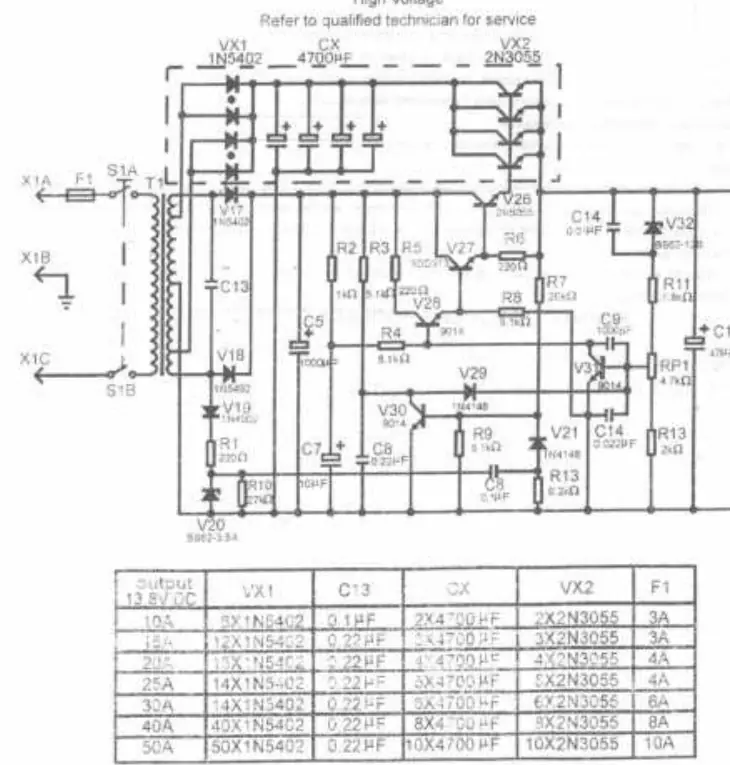 Schaltplan des 13.8V DC Netzgeräts