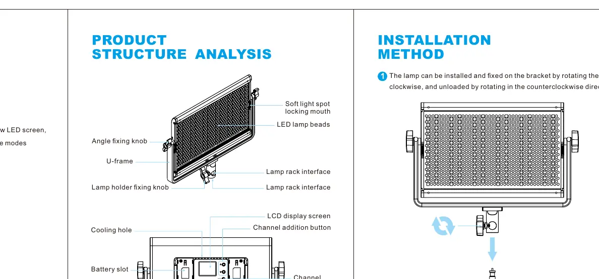 Installation der Leuchte am Stativ und Anbringen des Diffusors