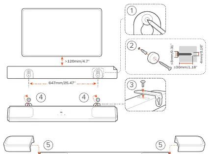 Installation der Soundbar an der Wand