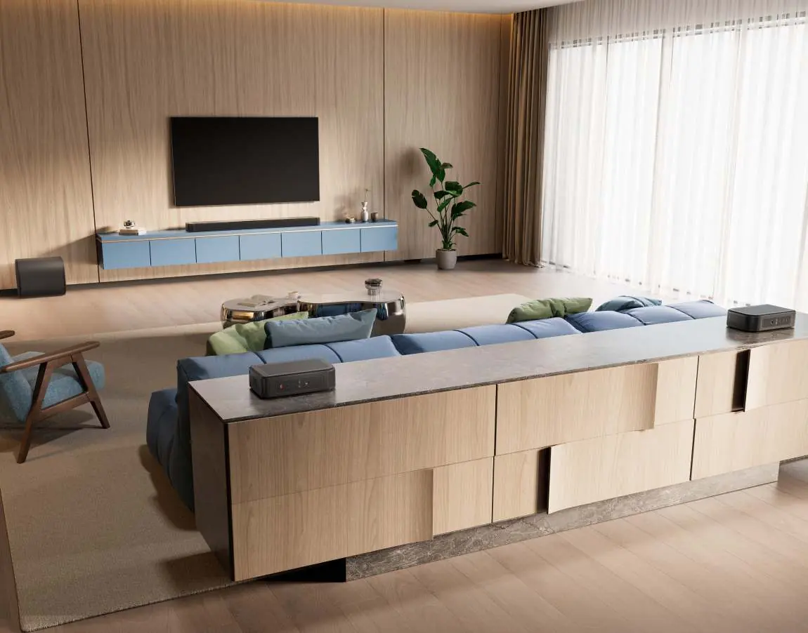 Aufstellung des JBL BAR 1300MK2 Systems im Wohnzimmer