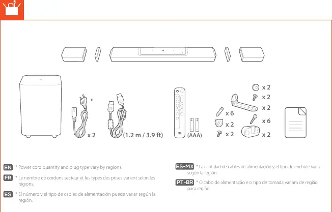 Lieferumfang des JBL BAR 1300X Systems