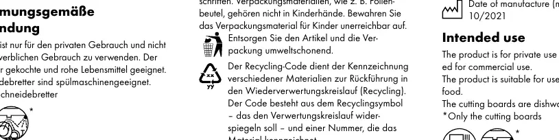 Symbole zur Vermeidung von Kreuzkontamination