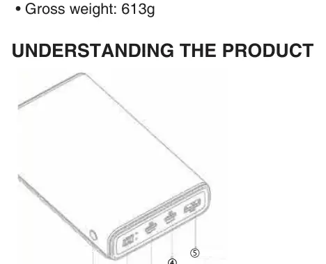 Anschlüsse und Bedienelemente der Powerbank