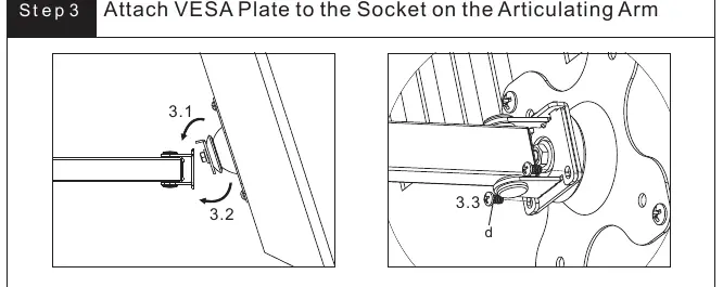 Verbindung der VESA-Platte mit dem Arm