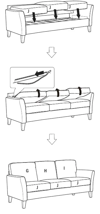 Anbringen der Rückenkissen (Schritt 10)