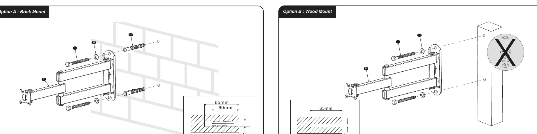 Montage der Wandplatte an Ziegel- oder Holzwänden
