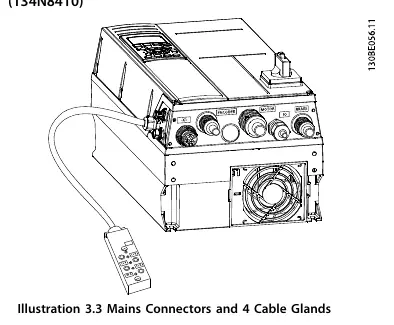 FC 302 mit MCO - Netzanschlüsse und 4 Kabelverschraubungen (134N8410)