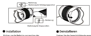 Installation der Gegenlichtblende