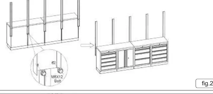 Montageschritte für die Schrankmodule (Fig. 2)