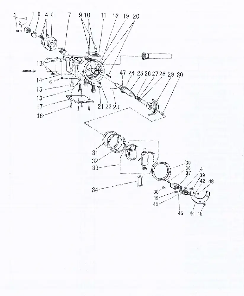Greifermechanismus (Shuttle Hook Mechanism)
