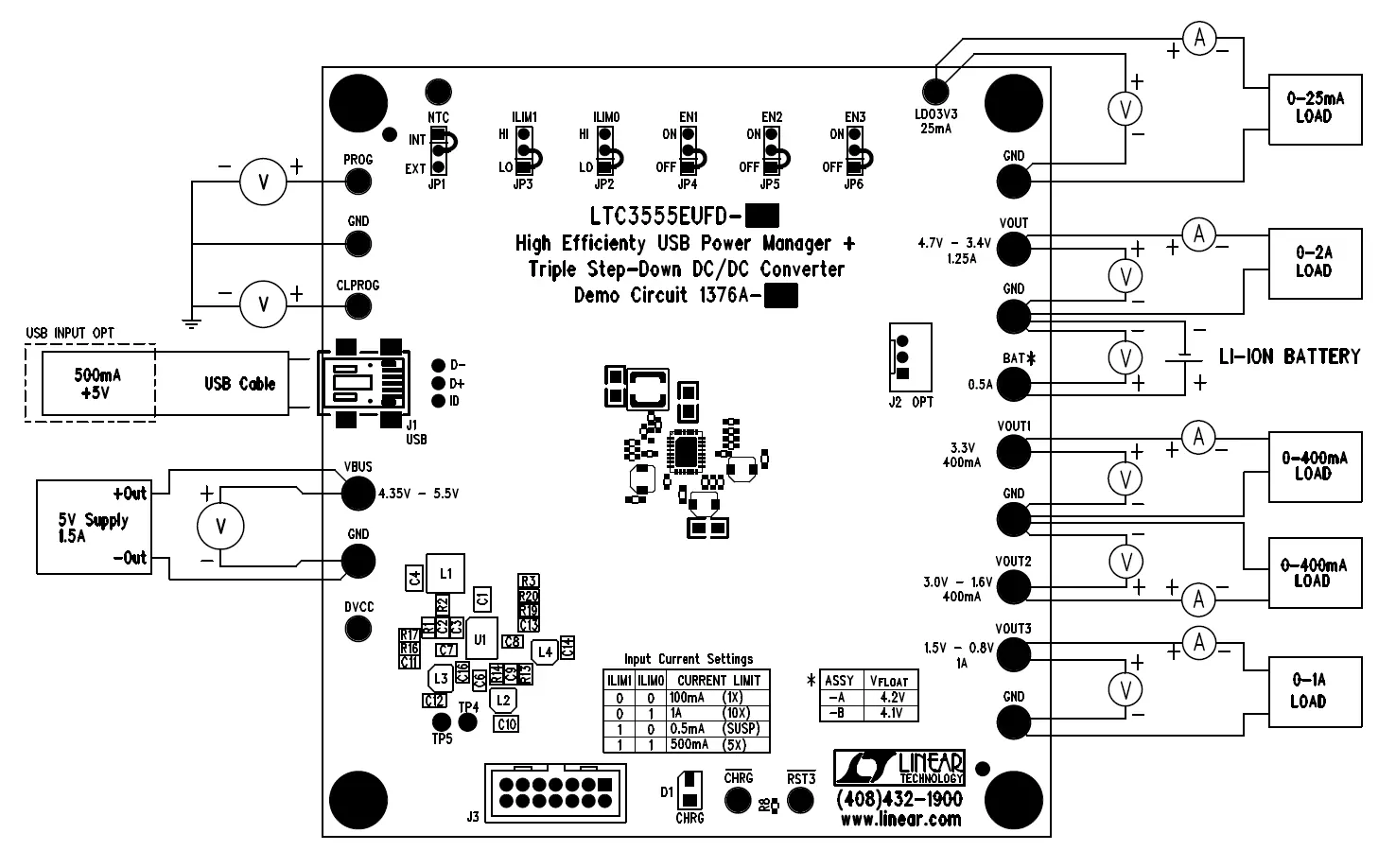 Messaufbau für das Demo Circuit 1376A