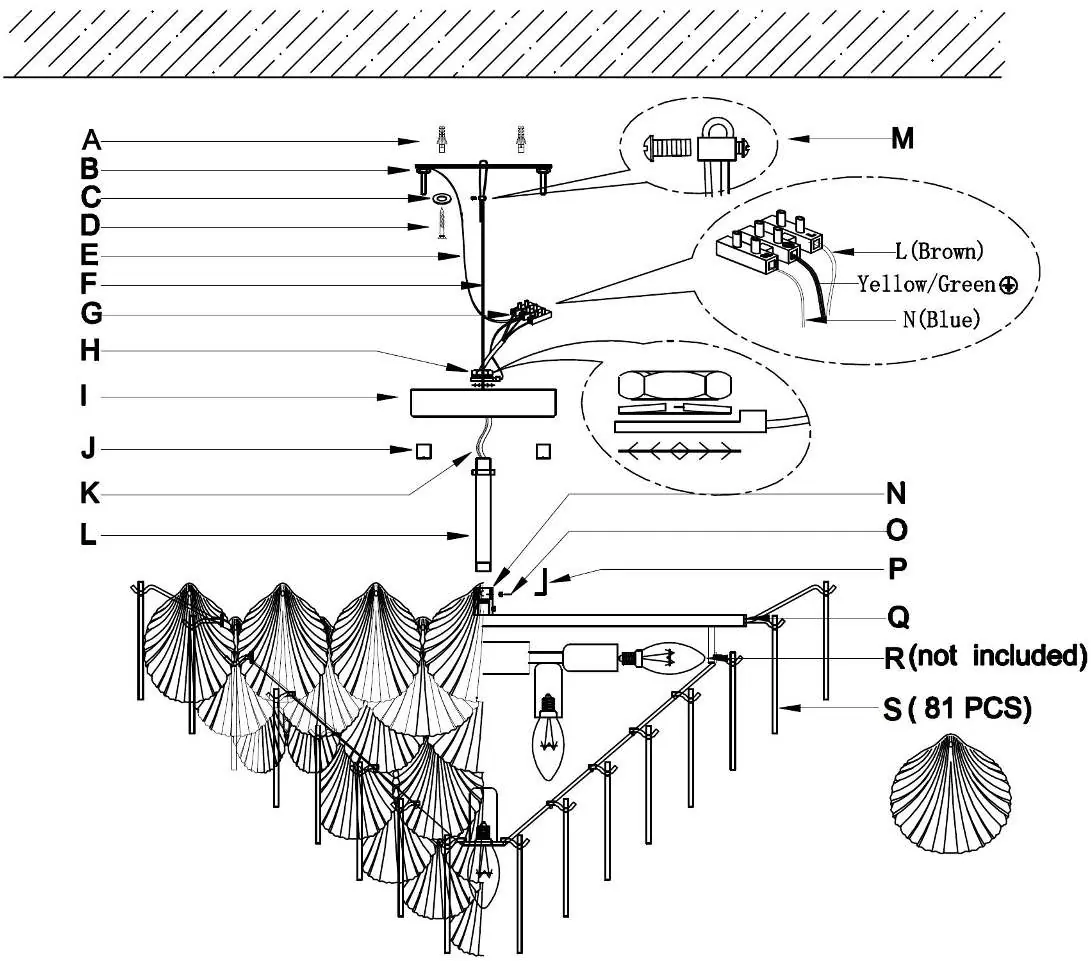 Diagramm für die Deckenmontage
