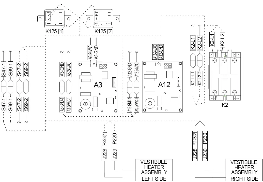 Verkabelungsplan für KG, KD 156-300 Einheiten