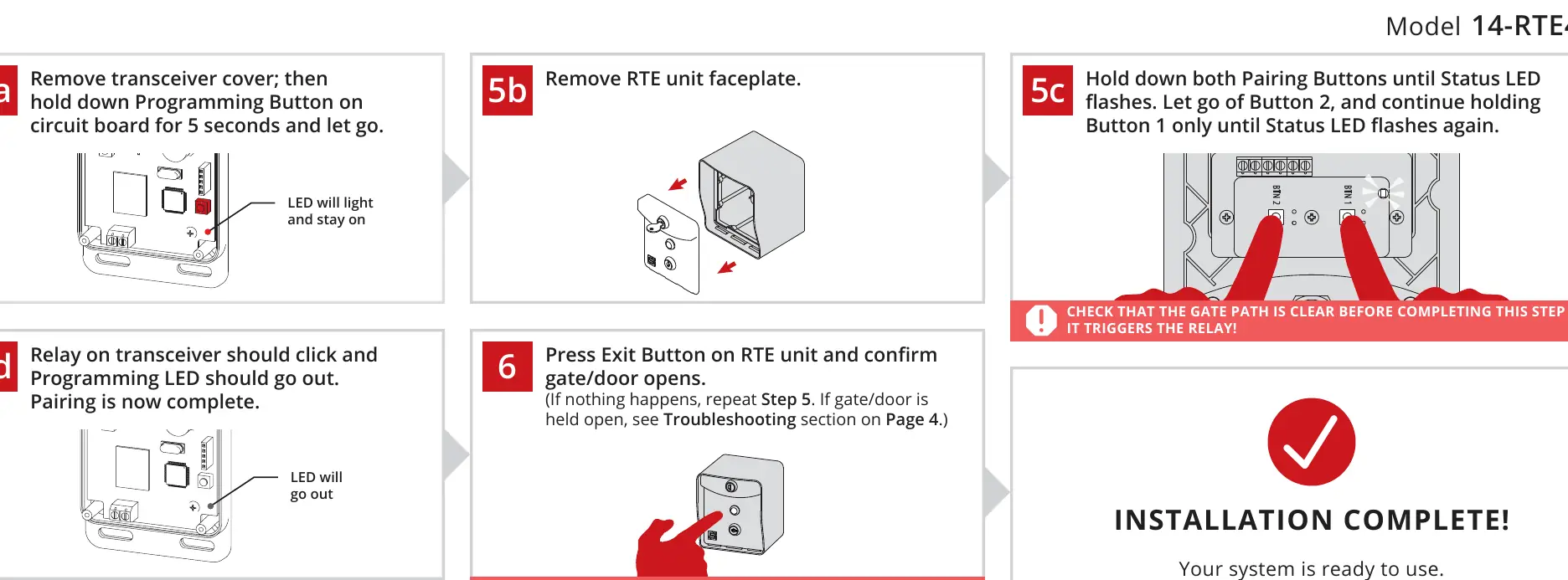 Schritt-für-Schritt-Anleitung zur Kopplung der RTE-Einheit mit dem Transceiver.
