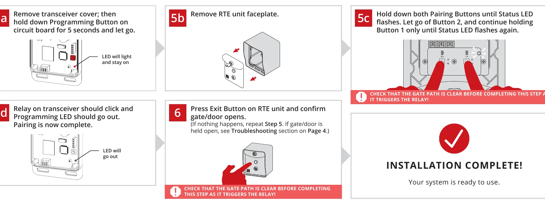 Schritt-für-Schritt-Anleitung zur Kopplung der RTE-Einheit mit dem Transceiver.