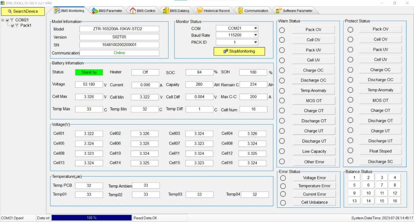 BMS Tools Software-Schnittstelle