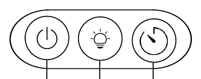 Bedienfeld mit Power-, Umgebungslicht- und Timer-Taste