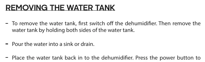 Entnahme des Wassertanks
