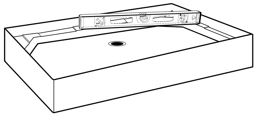 Ausrichten der Duschwanne und Installation des Abflusses