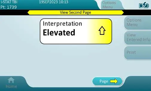 Beispiel für eine Interpretationsseite mit 'Elevated' Ergebnis