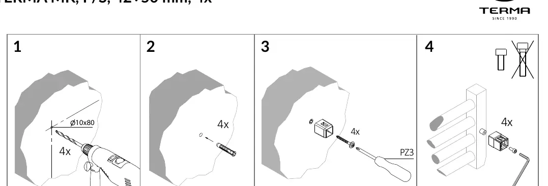 Installationsschritte 1-4: Bohren und Wandhalterung